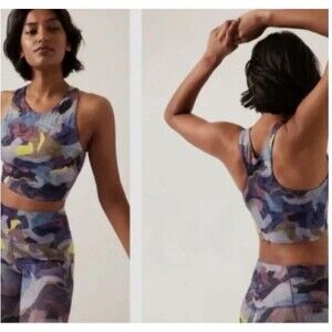 Athleta Sports Bra Conscious Crop Low Impact Longline Bra 3X printed cup D-D+